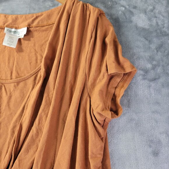 Coldwater Creek Womens Drape Front Top L Brown Rust Viscose Spandex‎ Boho Artsy - Picture 3 of 9